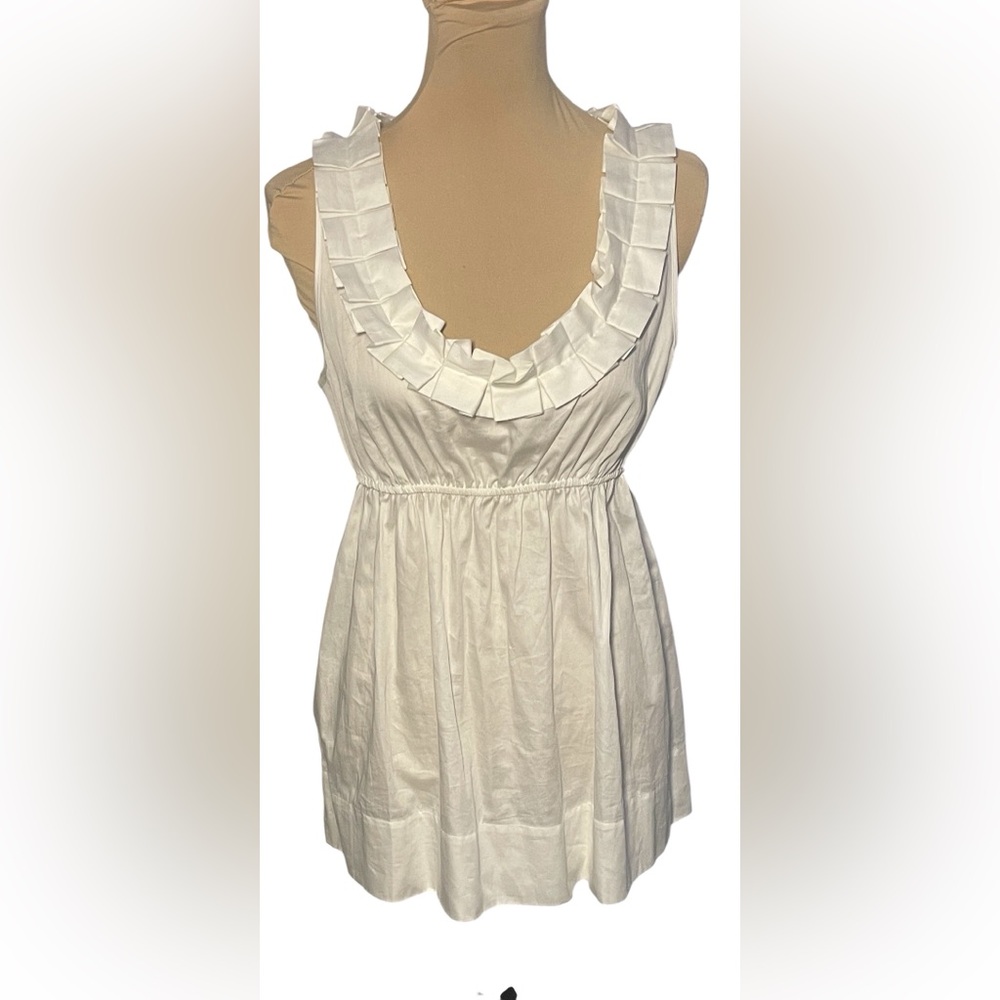 NWOT BCBGeneration Ivory Ruffle Trim Top, Size M